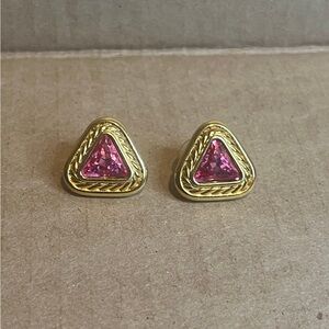 Gold and Pink Triangle Earrings